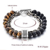 TCC™ Natural Tiger Eye & Matt Agate Stone Stainless Steel Goodluck Charm Bracelet